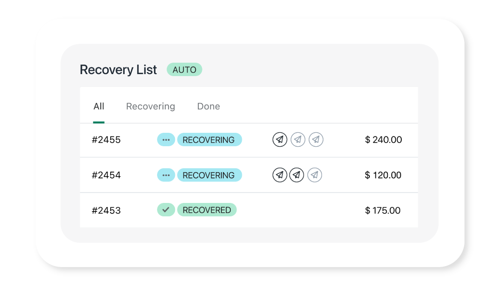 Kindly - Shopify Payment Reminder App Recovery List